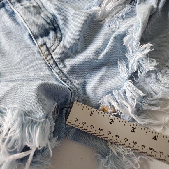 One Teaspoon Bandits Shorts Womens 26 Distressed Denim Frayed Hem Relaxed Fit - Picture 7 of 9
